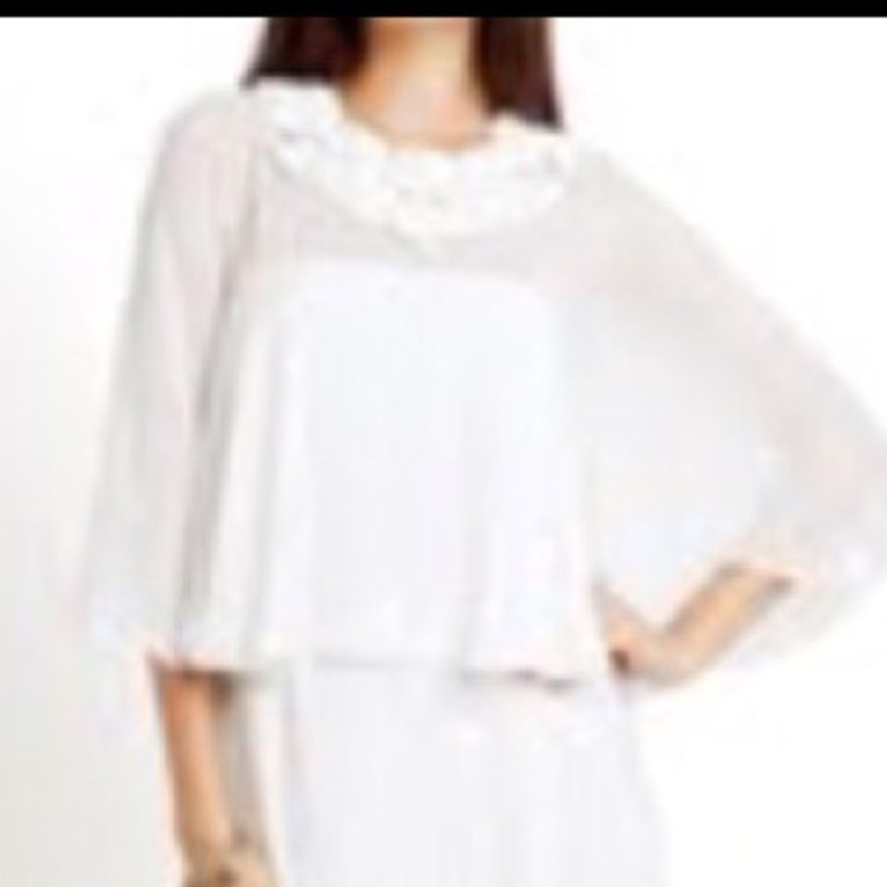 BCBGMaxAzria White Layered Chiffon Wedding Dress